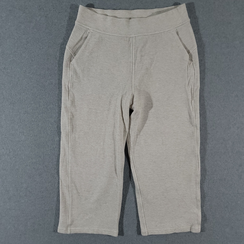 Lululemon Ribbed Crop Pant Size 10 Straight Leg Super High Rise Heather White